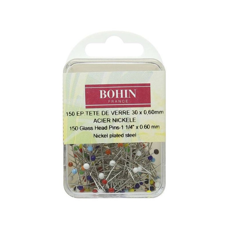 Epingles tête de verre 30 x 0.60mm BOHIN (x150) 26599