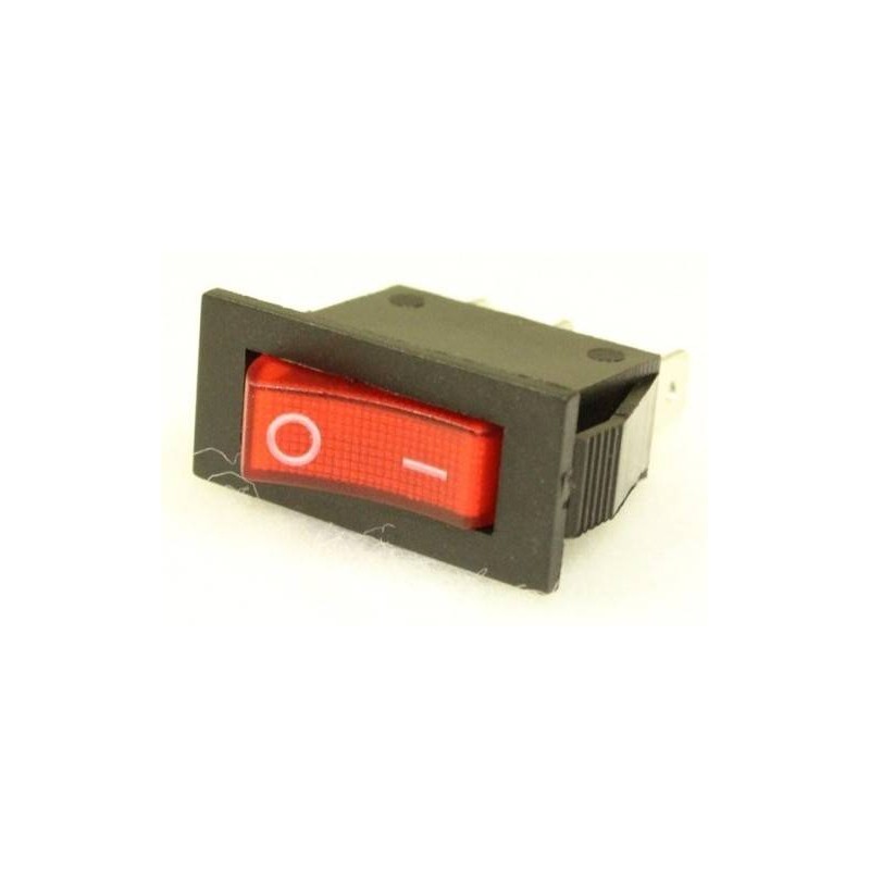 Interrupteur Bipolaire Rouge Lumineux - 16A, 250V, Dimensions 30x22 Mm - Standard Pour Tableaux électriques, Appareils