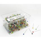 Epingles de couture tete de verre multicolor 50x0.80mm (x1000)