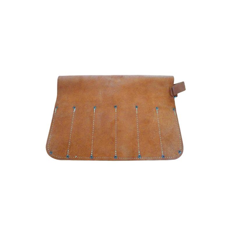 trousse à outils 6 compartiments en croute de cuir