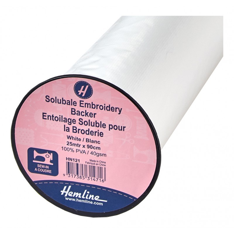 Toile hydrosoluble blanc largeur 90cm pour broderie
